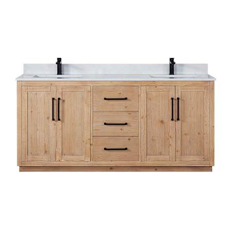 Altair Cicero 72" Free Standing Double Basin Vanity Set with Cabinet and Engineered Stone Vanity Top Light Brown