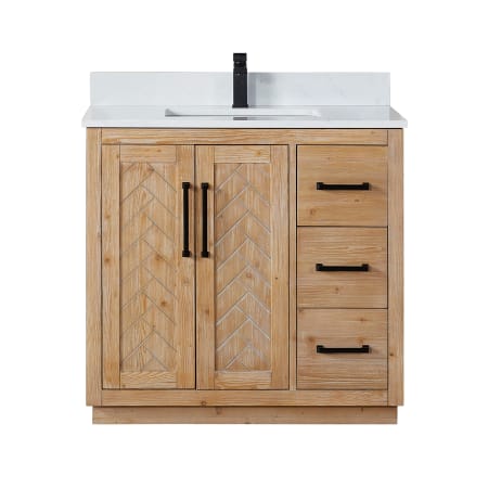 Altair Anais 36" Free Standing Single Basin Vanity Set with Cabinet and Engineered Stone Vanity Top Light Brown