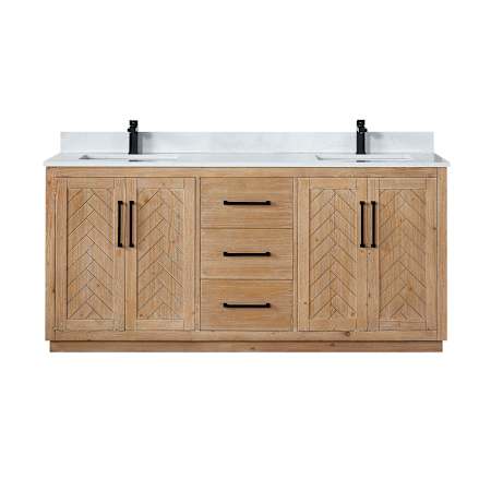 Altair Anais 72" Free Standing Double Basin Vanity Set with Cabinet and Engineered Stone Vanity Top Light Brown