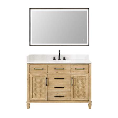 Altair Salome 48" Free Standing Single Basin Vanity Set with Cabinet, Engineered Stone Vanity Top, and Framed Mirror Weathered Fir