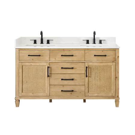 Altair Salome 60" Free Standing Double Basin Vanity Set with Cabinet and Engineered Stone Vanity Top Weathered Fir