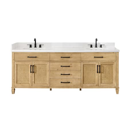 Altair Salome 84" Free Standing Double Basin Vanity Set with Cabinet and Engineered Stone Vanity Top Weathered Fir