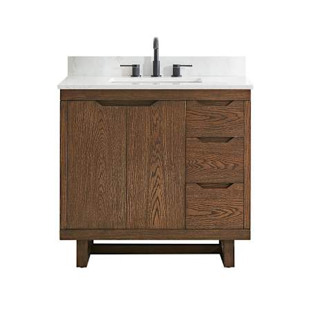 Altair Mowry 36" Free Standing Single Basin Vanity Set with Cabinet and Engineered Stone Vanity Top Brown Brushed Oak