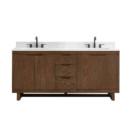 Altair Mowry 72" Free Standing Double Basin Vanity Set with Cabinet and Engineered Stone Vanity Top Brown Brushed Oak