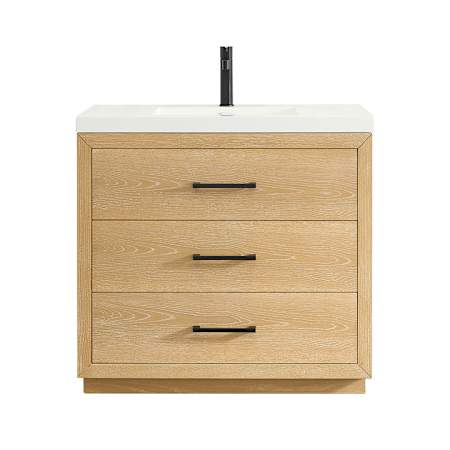 Altair Sigrid 36" Free Standing Single Basin Vanity Set with Cabinet and Engineered Stone Vanity Top White Oak