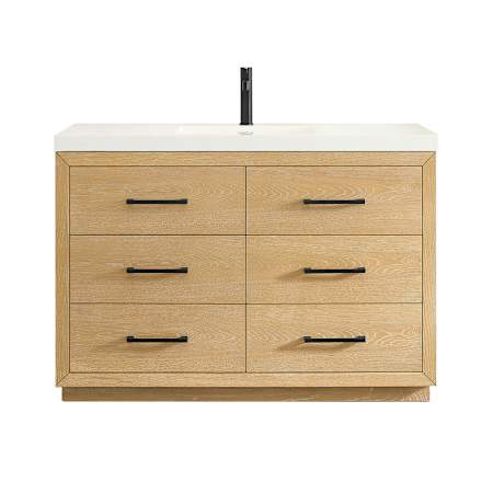 Altair Sigrid 48" Free Standing Single Basin Vanity Set with Cabinet and Engineered Stone Vanity Top White Oak