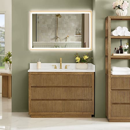 Altair Navan 48" Free Standing Single Basin Vanity Set with Cabinet and Engineered Stone Vanity Top Weathered Brown