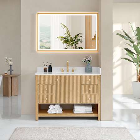 Altair Cecil 48" Free Standing Single Basin Vanity Set with Cabinet and Engineered Stone Vanity Top White Oak