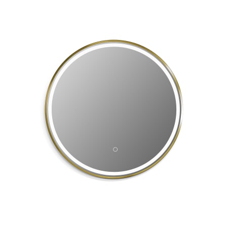 Altair Palme 24" Diameter Contemporary Circular Aluminum Framed Bathroom Wall Mirror with Light Brushed Gold