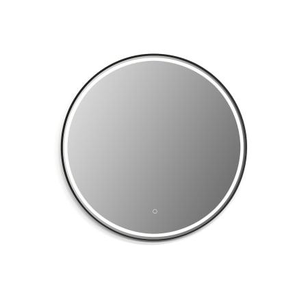 Altair Palme 32" Diameter Contemporary Circular Aluminum Framed Bathroom Wall Mirror with Light Matt Black