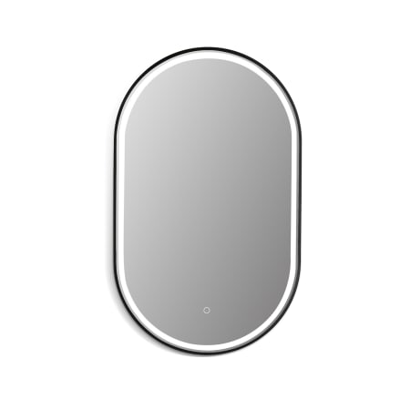 Altair Oleggio 22" W x 36" H Contemporary Oval Aluminum Framed Bathroom Wall Mirror with Light Matt Black