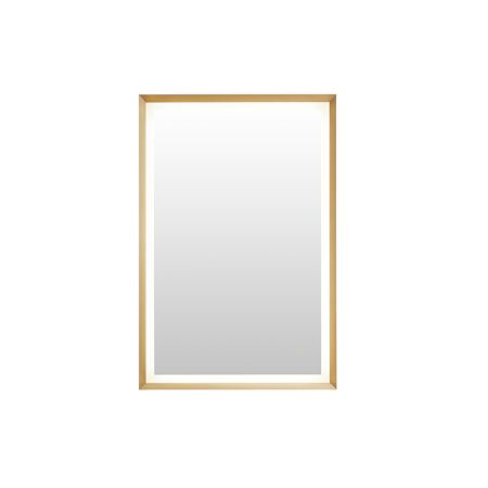 Altair Apollo 24"W x 36"H Rectangular Flat Aluminum Framed Wall Mounted Bathroom Mirror with LED Lighting Brushed Gold