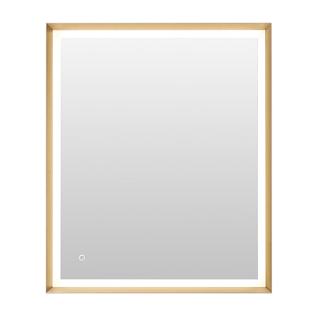 Altair Apollo 36"W x 30"H Rectangular Flat Aluminum Framed Wall Mounted Bathroom Mirror with LED Lighting Brushed Gold