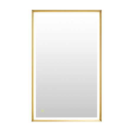 Altair Apollo 48"W x 30"H Rectangular Flat Aluminum Framed Wall Mounted Bathroom Mirror with LED Lighting Brushed Gold