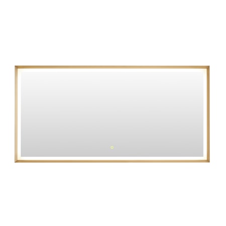 Altair Apollo 60"W x 30"H Rectangular Flat Aluminum Framed Wall Mounted Bathroom Mirror with LED Lighting Brushed Gold