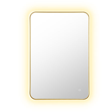 Altair Dazzle 24"W x 36"H Rectangular Flat Aluminum Framed Wall Mounted Bathroom Mirror with LED Lighting Brushed Gold
