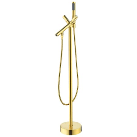 Altair Brulon Floor Mounted Tub Filler with Built-In Diverter - Includes Hand Shower Brushed Gold