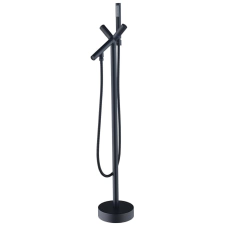 Altair Brulon Floor Mounted Tub Filler with Built-In Diverter - Includes Hand Shower Matte Black