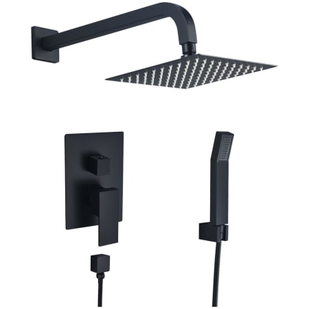 Altair Raeren Pressure Balanced Shower System with Shower Head, Hand Shower, Shower Arm, and Hose Matte Black