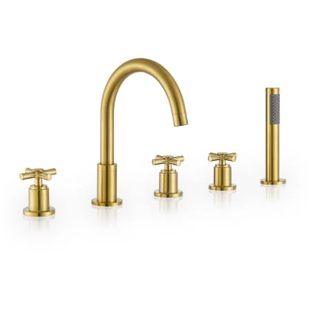 Altair Sorlia Deck Mounted Roman Tub Filler with Diverter - Includes Hand Shower Brushed Gold