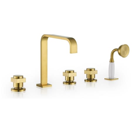 Altair Vikran Deck Mounted Roman Tub Filler with Diverter - Includes Hand Shower Brushed Gold