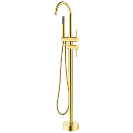 Altair Assens Floor Mounted Tub Filler with Built-In Diverter - Includes Hand Shower Brushed Gold