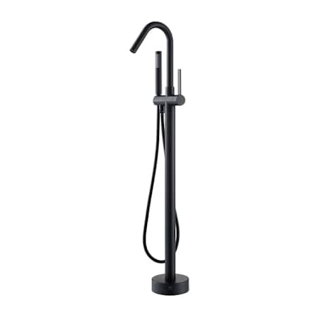 Altair Marina Floor Mounted Tub Filler with Built-In Diverter - Includes Hand Shower Matte Black