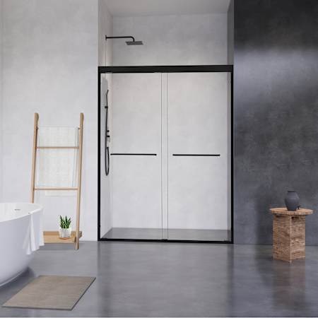 Altair Ennis 76" High x 60" Wide Bypass Framed Shower Door with Clear Glass Matte Black