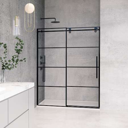 Altair Sankiz 76" High x 60" Wide Sliding Frameless Shower Door with Clear Glass Matte Black