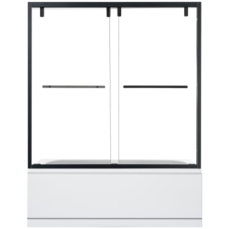 Altair Caspar 58" High x 60" Wide Bypass Semi Frameless Tub Door with Clear Glass Matte Black