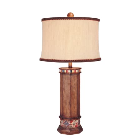Ambience 1 Light 31.5" Tall Lamp with Cream / Brown Shade Brown Wood Look