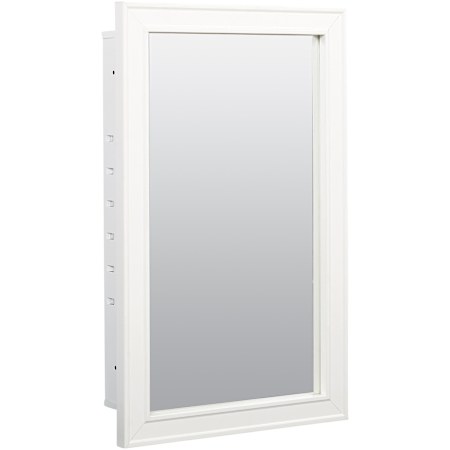 American Pride Deerfield 16" x 27" Single Door Medicine Cabinet with White Wood Frame Mirror and Glass Shelves White