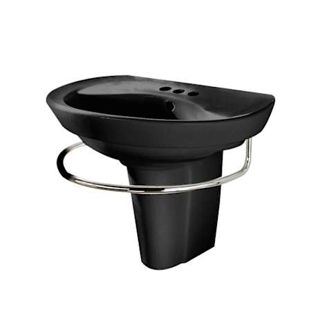 American Standard Ravenna 24" Wall Mounted Semi-Pedestal Sink with 4" Centers Black