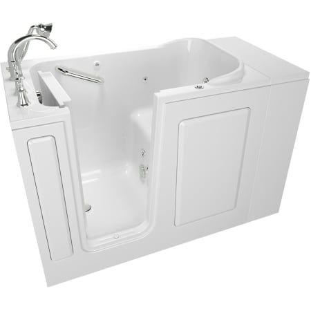 American Standard Value 48" Fiberglass and Gelcoat Walk In Whirlpool Bathtub with Left Drain, Roman Tub Filler and Handshower - Includes Drain Assembly and Overflow White