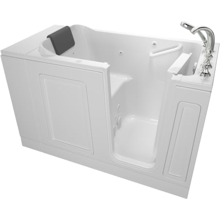 American Standard Luxury 50-1/2" Walk-In Whirlpool Bathtub with Right-Hand Drain, Comfort Jets, and Quick Drain Pump - Roman Tub Filler and Handshower Included White