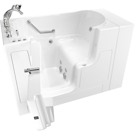 American Standard Value 52" Walk-In Whirlpool / Air Bathtub with Left-Hand Drain, Comfort Jets, and Quick Drain Pump - Roman Tub Filler and Handshower Included White / Polished Chrome
