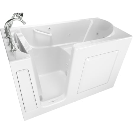 American Standard Value 59-1/2" Gelcoat Walk In Whirlpool Bathtub with Left Drain, Roman Tub Filler and Handshower - Includes Drain Assembly and Overflow White