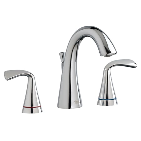 American Standard Fluent 1.2 GPM Widespread Bathroom Faucet with Red and Blue Indicators and Pop-Up Drain Assembly Polished Chrome