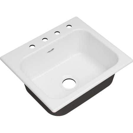 American Standard Quince 25" Drop In Single Basin Cast Iron Kitchen Sink with Four Faucet Holes Brilliant White