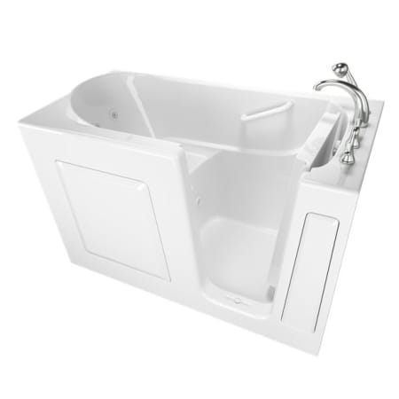 American Standard Entry 59-1/2" Fiberglass and Gelcoat Walk In Whirlpool Bathtub with Right Drain, Roman Tub Filler and Handshower - Includes Drain Assembly White