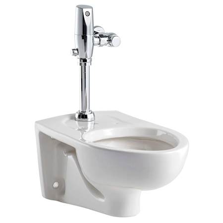 American Standard Afwall Elongated One-Piece Toilet with Top Spud, EverClean Surface, and Flushometer - Less Seat White