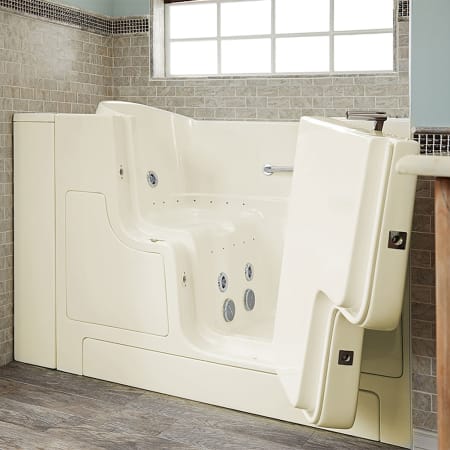 American Standard Premium 52" Acrylic Walk-In Air / Whirlpool Bathtub for Alcove Installation - with Right Drain and Chromatherapy Linen