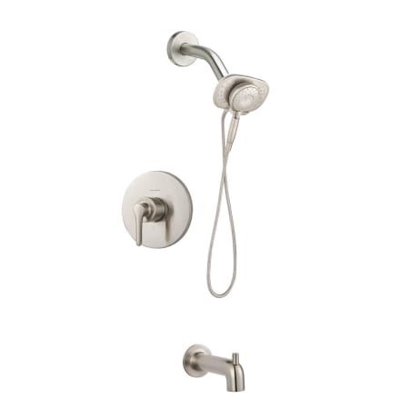 American Standard Studio S Pressure Balanced Shower System with Shower Head, Hand Shower, Shower Arm, Hose, Tub Spout, Diverter, and Valve Trim Brushed Nickel