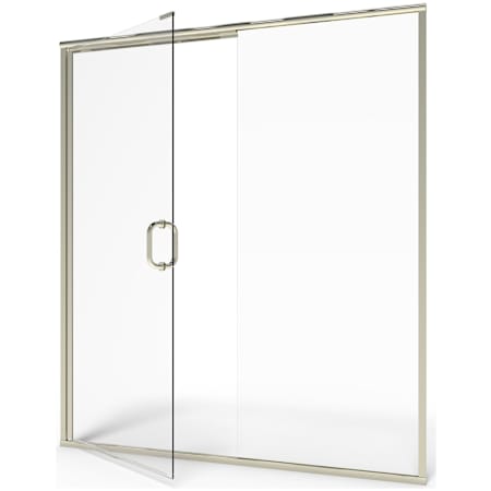 American Standard Bathing Shower Door 76" High x 60" Wide Hinged Framed Shower Door with Clear Glass Brushed Nickel