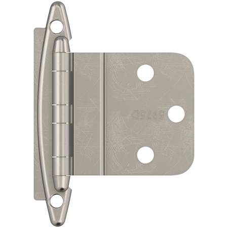 Amerock Functional Hardware 3/8 Inch Inset Surface Mount Cabinet Door Hinge with 105 Degree Opening Angle - Pack of 10 Satin Nickel