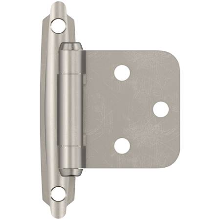 Amerock Functional Hardware 3/8 Inch Inset Surface Mount Cabinet Door Hinge with 105 Degree Opening Angle and Self Close Function - Pack of 10 Satin Nickel