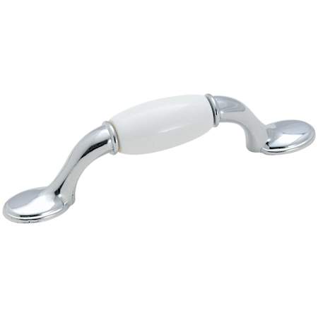 Amerock Allison Value 3 Inch Center to Center Handle Cabinet Pull White / Polished Chrome