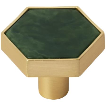 Amerock Accents 1-5/16 Inch Geometric Cabinet Knob - Pack of 2 Gold / Emerald Green