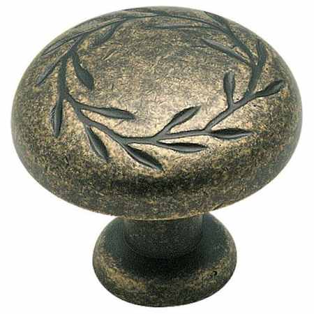 Amerock Nature's Splendor 1-5/16 Inch Diameter Mushroom Cabinet Knob - Pack of 10 Weathered Brass