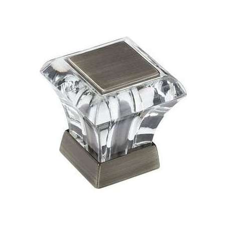 Amerock Abernathy 1-1/16 Inch Square Cabinet Knob Acrylic/Antique Silver